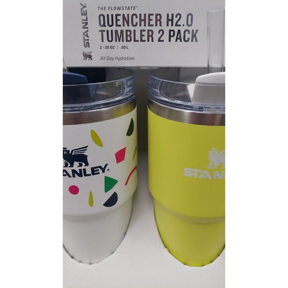 Stanley Quencher H2.0 Tumbler 2 Pack Two 20 oz Abstract Geo / Electric Yellow - Picture 2 of 5
